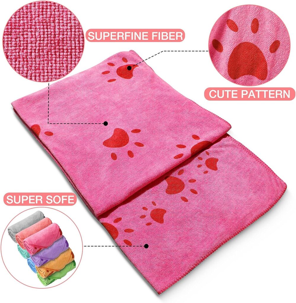 8 Pcs 55 x 28 Inches Dog Towels Pet Bath Drying Towels Absorbent Microfiber Soft Beach Towels for Small Medium Large Cat Puppy Shower Cleaning Accessories, 8 Colors