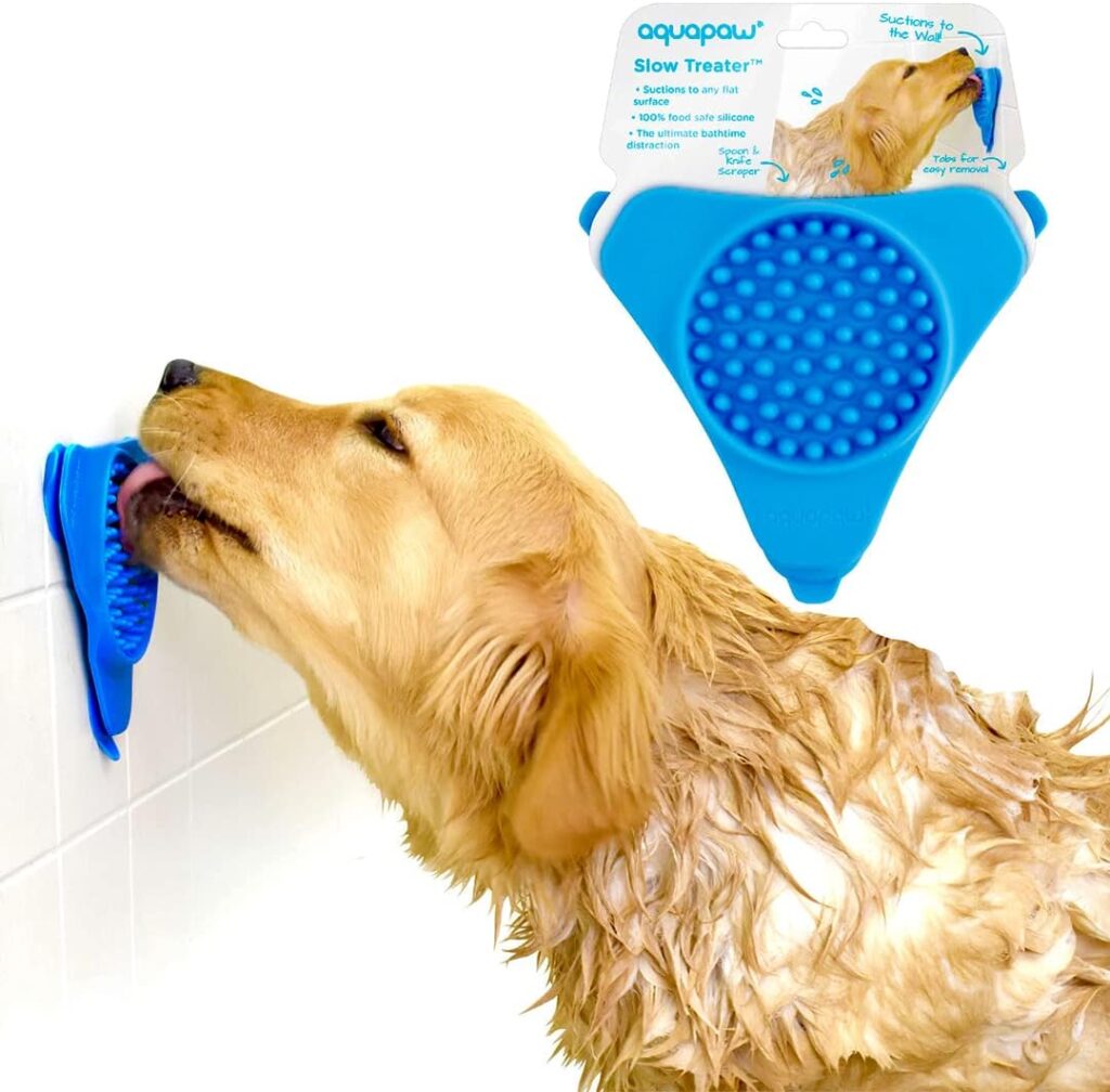 Aquapaw Premium Licking Mat for Dogs  Cats | Non-Slip Slow Feeding Mat for Food, Treats  Peanut Butter | Dog Anxiety Relief  Boredom Reducer with Suction Cups | Perfect for Bathing, Grooming - Blue