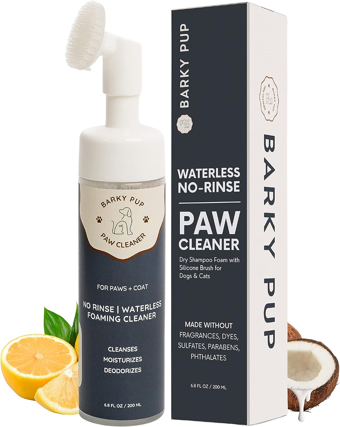 BARKY PUP Dog Paw Cleaner (6.8 fl oz) | No-Rinse Foaming Paw Cleanser | Gentle  Fragrance-Free | Natural Pet Paw Cleaner Quickly Cleans for Healthy Paws